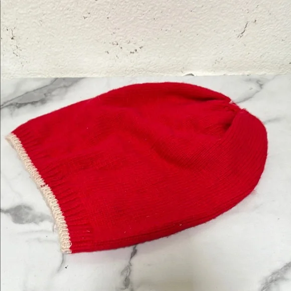 Old Navy Red and Cream Knit Beanie Hat - Picture 2 of 5